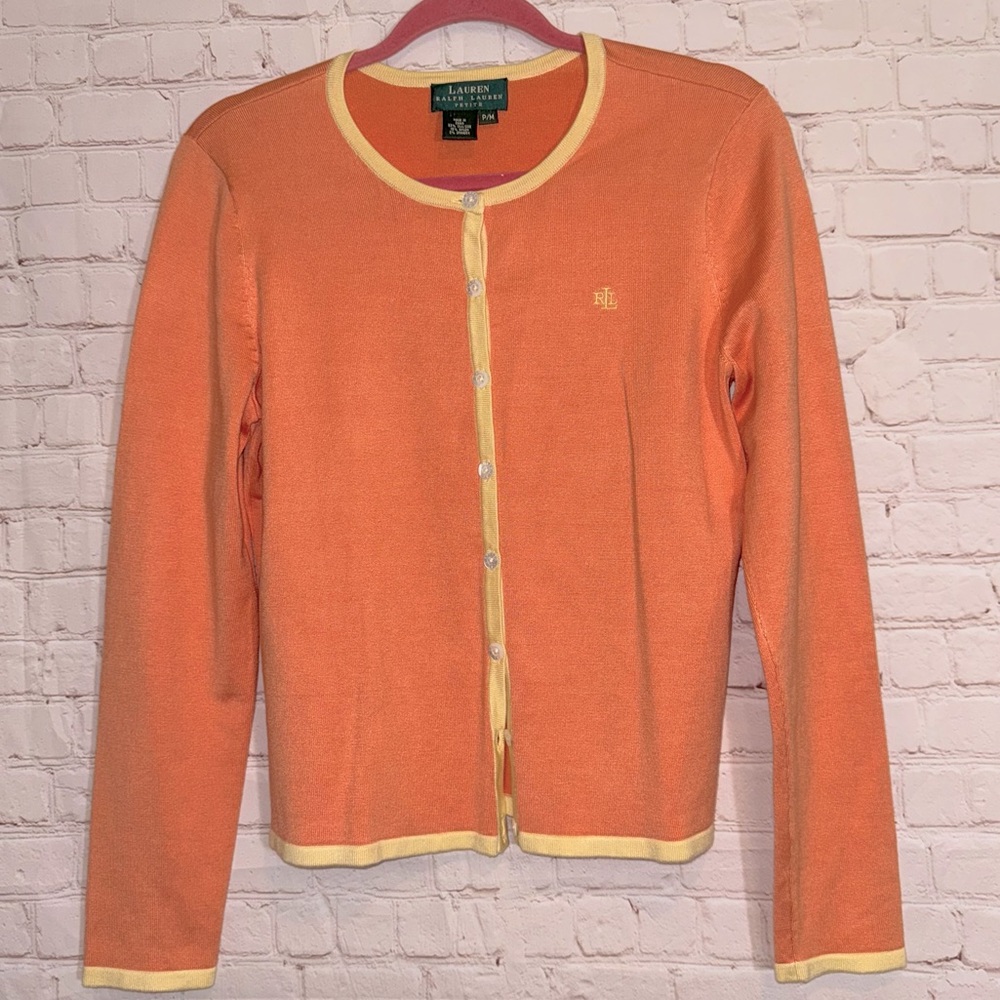LAUREN RALPH LAUREN Silk Blend Cardigan Sweater, Size Petite Medium